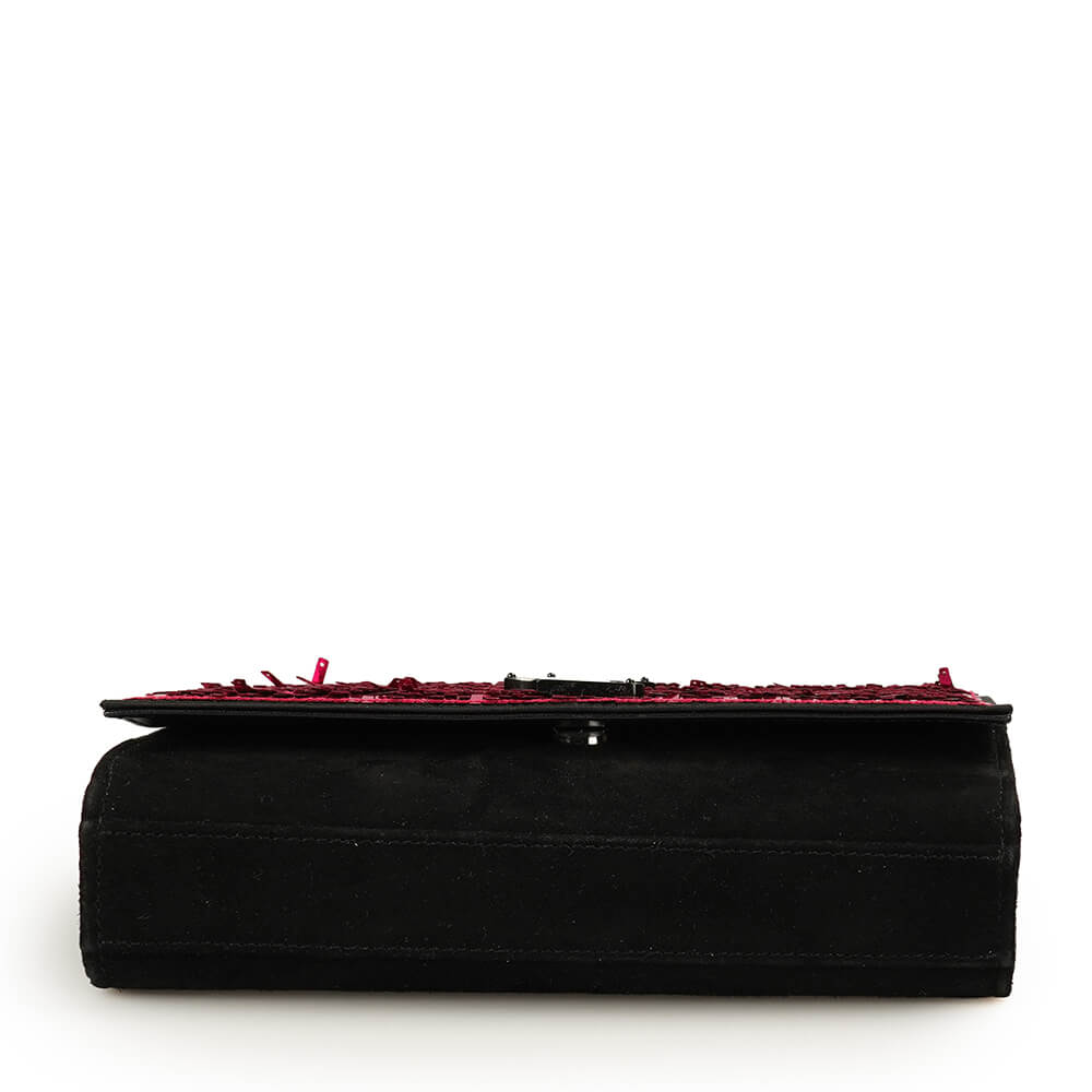 Yves Saint Laurent - Fuchsia / Black Glitter Kate Bag